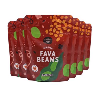 The Honest Bean Co Roasted Fava Bean BBQ, High Protein Vegan Snack, 120 g (Pack of 6)