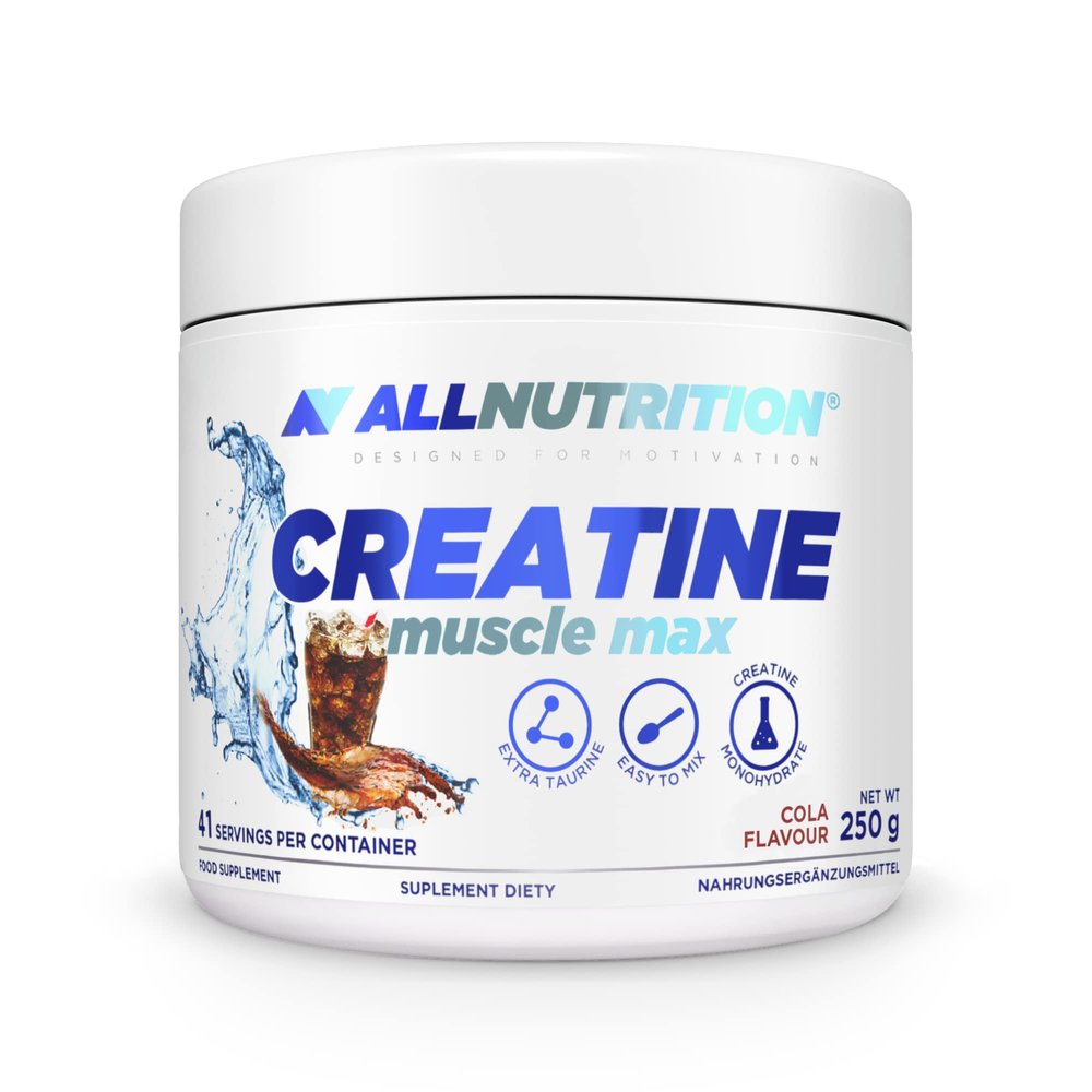 ALLNUTRITION Creatine Muscle Max Food Suplement - Creatine Monohydrate with Taurine - Performance Boost and Muscle Recovery - No Added Sugar - Instant Powder 250g - Cola