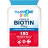 Health4All Kids D-Biotin 180 Chewable Tablets 6 Months Supply, Hair Growth and Strong Nails Supplement for Children 4+, Natural Vegan Orange Flavour, Sugar Free | Made in UK (not Gummies) view 1