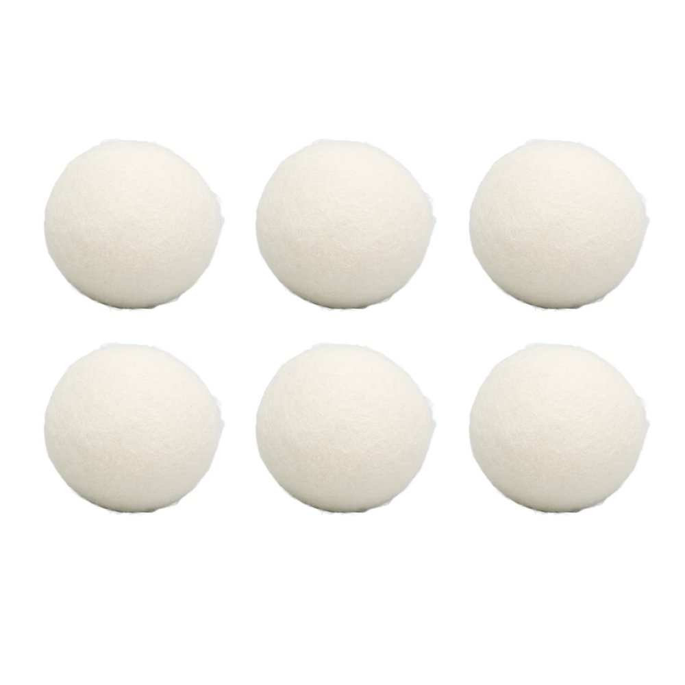 6Pcs Wool Drying Balls, Skin Friendly Fabric Softener, Reusable Static Reduction Time Saving Drying Ball for Shorten Drying Time, Impurities Adsorption, Moisture & Odour Removal (6cm)