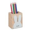 Relaxdays Relxdays Pen Holder, Cute Bunny Motif, Stationery & Small Items Storage, Pine Wood, HWD: 10 x 8 x 6 cm, Natural/White view 1