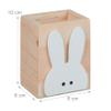 Relaxdays Relxdays Pen Holder, Cute Bunny Motif, Stationery & Small Items Storage, Pine Wood, HWD: 10 x 8 x 6 cm, Natural/White view 4