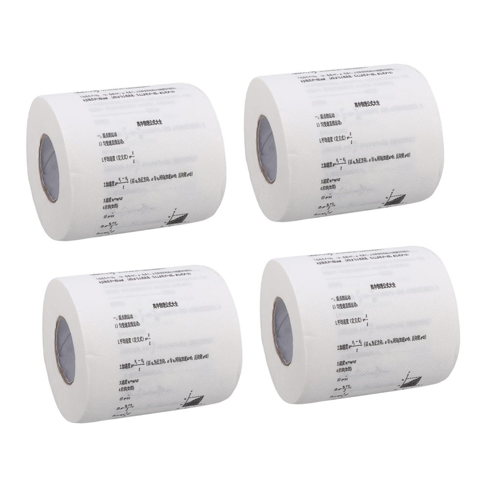 Abaodam Physics Formula Printed Toilet Paper 4 Rolls Set Decorative Restroom Tissue for Classroom Home Gift Absorbent Tissue