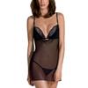 Passion Women's Lace Chemise and Thong Set Deliena, Black,S-M view 1