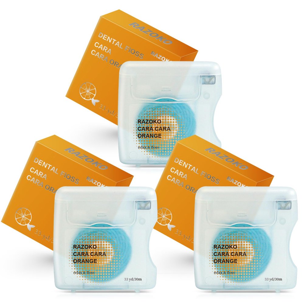 Coconut-Oil Infused Woven Dental Floss,Vegan and Cruelty-Free,Orange 6 Month Supply (33 Yds x 3 Units)