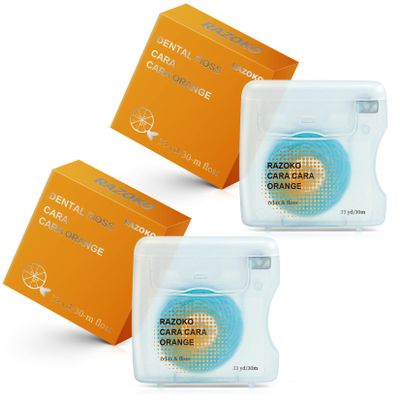 Coconut-Oil Infused Woven Dental Floss,Vegan and Cruelty-Free,Orange 4 Month Supply (33 Yds x 2 Units)