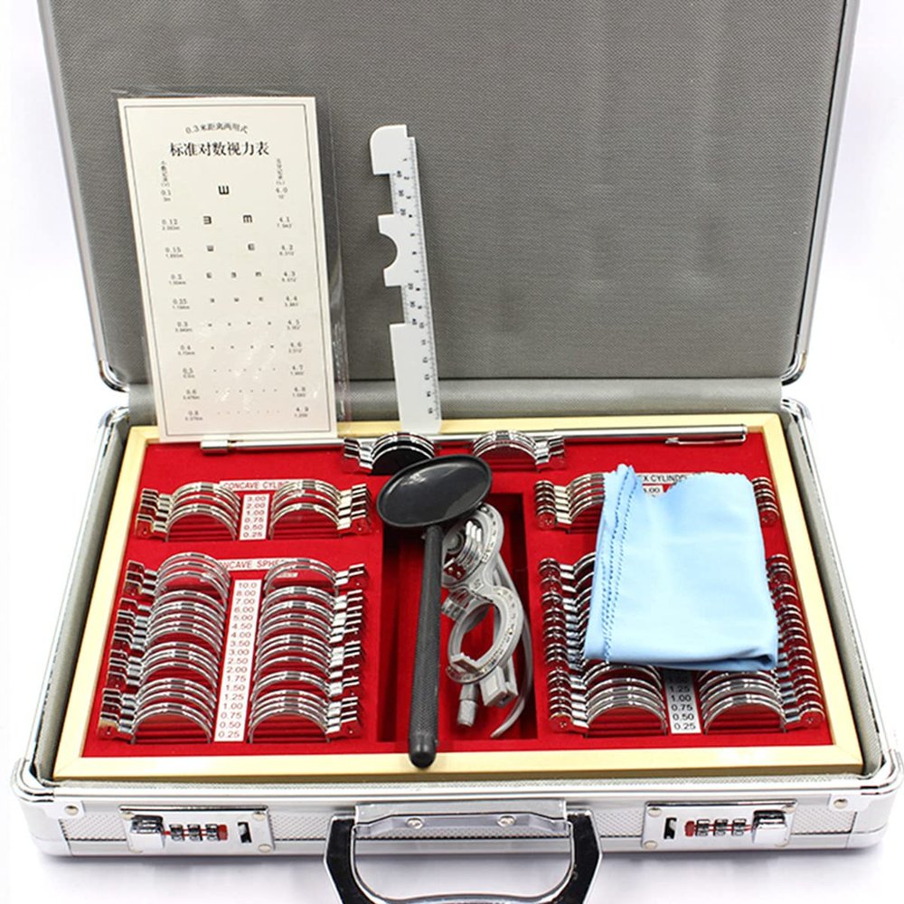 TAHALI 104 pcs Optical Trial Lens Set, Optical Lens Optometry Rim Case Evidence Box with Measuring Glasses Testing Frame