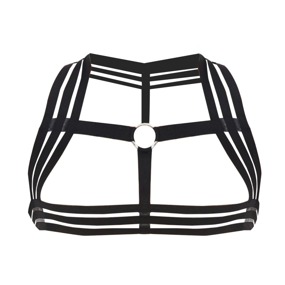 Akkad Kuti Mens Harness Belt Nylon Elastic Body Shoulder Strap Sexy Halter Club Wear Cosplay Costume, J-black, One Size