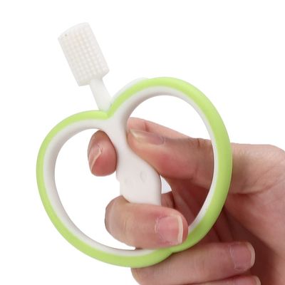 Baby Toothbrushh Toothbrush Baby, Baby Toothbrush Fruit Shaped Silicone Baby Toothbrush Infant Oral Care Cleaning Ring Toothbrush Super Soft Silicone Toothbrush Oral Care Cleaning (Green)