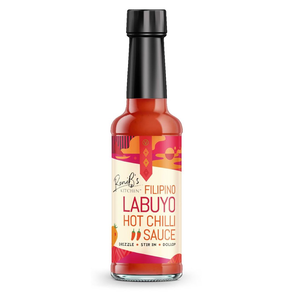 Filipino Labuyo Hot Chilli Sauce from RoniBs Kitchen 150ml - Filipino Style, Vegan, Spicy Sauce Made with Mango, Pineapple, Passionfruit and Red Birds Eye Chillies
