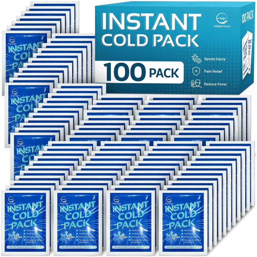 100 Packs - Instant Cold Pack - Disposable Instant Ice Packs for Injuries | Cold Compress Ice Pack for Pain Relief, Swelling, First Aid, Toothache, Perineal Ice Packs for Postpartum, 6 x 4.5 in
