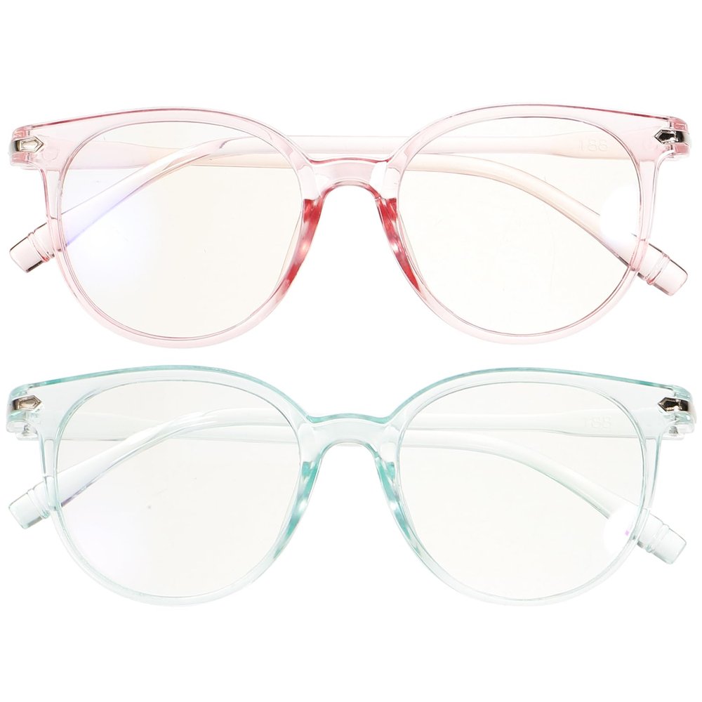 Healvian 2Pcs Blue Light Blocking Glasses for Women,Computer Anti Blue Light Glasses, Lightweight Clear Lens Reading Glasses for Women Girls Random Color