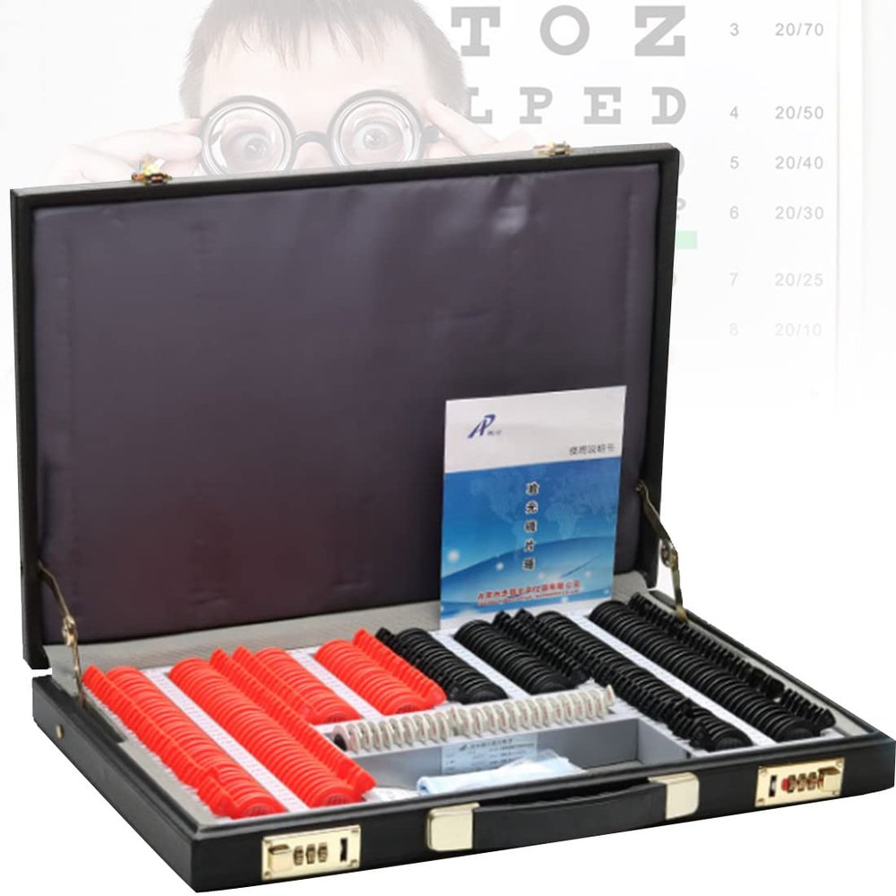 232Pcs Optical Trial Lens Set, Optometry Kit Eye Protection Accessories with Aluminum Case, Plastic Optical Trial Lens Equipment for Eye Hospital Vision Test