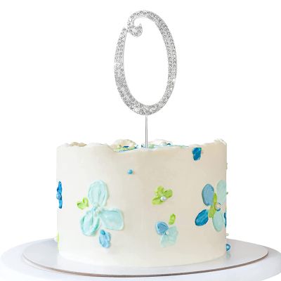 0-9 Cake Decoration Silver Rhinestones Happy Birthday Cake Topper Anniversary Cake Decoration (0)
