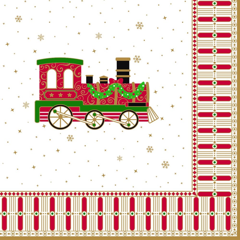 20 Napkins Train and Christmas Parade | Toy | Locomotive | Train | Winter | Christmas | Table Decoration | Decoupage | Napkin Technology 33 x 33 cm