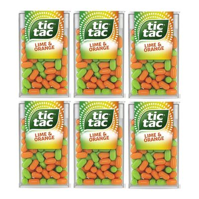 6 x Lime & Orange Tic Tac Mint Sweets For Little Moments of Refreshment - Sold By VR Angel