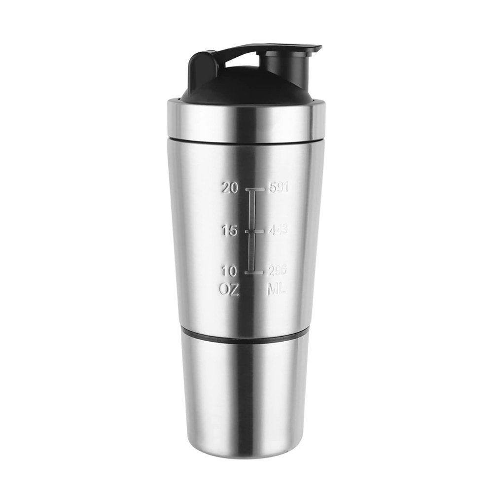 ERLUN Protein Shaker Bottle, Protein Shaker Cup With Shaker Ball Protein Shake Bottle Gym Powder Bottle Smoothie Shaker Reusable, Gym Water Bottle,Color : 600ml+200ml