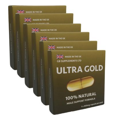 6 x Ultra Gold high Strength Capsules with Delay, 100% Herbal Support Supplement for Men! Male Stamina & Endurance Support, Contains maca, Ginseng & More