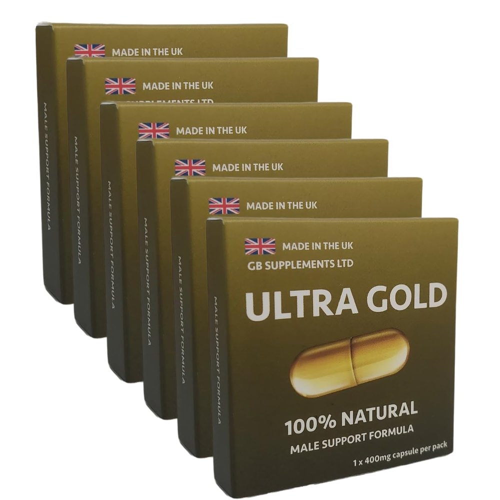6 x Ultra Gold high Strength Capsules with Delay, 100% Herbal Support Supplement for Men! Male Stamina & Endurance Support, Contains maca, Ginseng & More