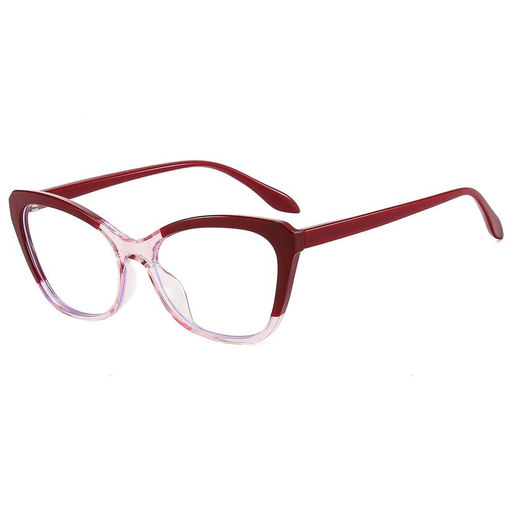 NEWADA Stylish Cat Eye Blue Light Blocking Computer Reading Glasses, Classic Ladies HD Anti Eyestrain EyeGlasses Readers (Color : Red-pink, Size : +0.50)