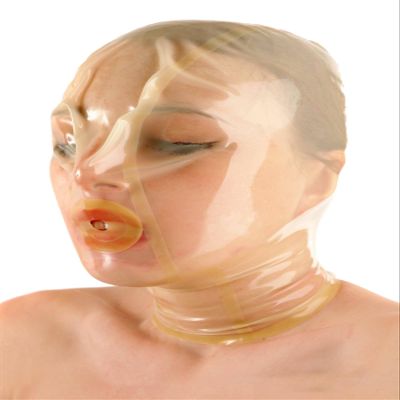 SALANSEX Full Face Mask with Breathing Bag and Mouth Hole, Sex BDSM Latex Hood Mask with Zipper for Party, Cosplay, Holiday