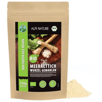 Alpi Nature Organic Horseradish Ground 250g 8.8 oz, Ground Horse Radish Root Powder, Gluten Free