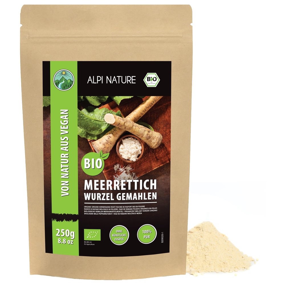 Alpi Nature Organic Horseradish Ground 250g 8.8 oz, Ground Horse Radish Root Powder, Gluten Free