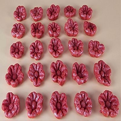 25 x edible 3D flowers flower, icing toppers, cake cupcakes decorations T006 (Red Shimmer)