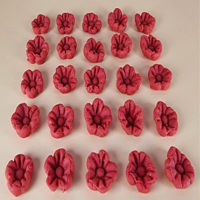 25 x edible 3D flowers flower, icing toppers, cake cupcakes decorations T006 (Red)
