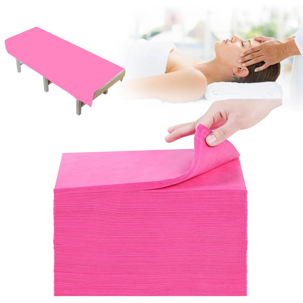 100Pcs Disposable Bed Sheets,31''x71'' Waterproof Massage Table Sheet Protector Non Woven Fabric Bed Cover for Massage Therapy Tattoo Beauty Salon Hotels Esthetician (Pink)