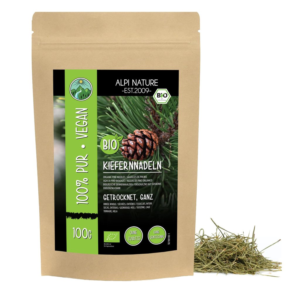 Alpi Nature Organic Pine Needle Tea 100g 3.5 oz, Dried Whole Pine Needles, Organic Loose Tea