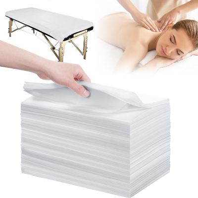 100Pcs Disposable Bed Sheets,31''x71'' Waterproof Massage Table Sheet Protector Non Woven Fabric Bed Cover for Massage Therapy Tattoo Beauty Salon Hotels Esthetician (White)