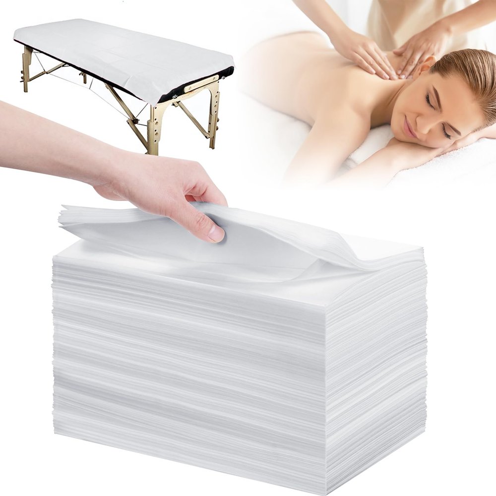 100Pcs Disposable Bed Sheets,31''x71'' Waterproof Massage Table Sheet Protector Non Woven Fabric Bed Cover for Massage Therapy Tattoo Beauty Salon Hotels Esthetician (White)
