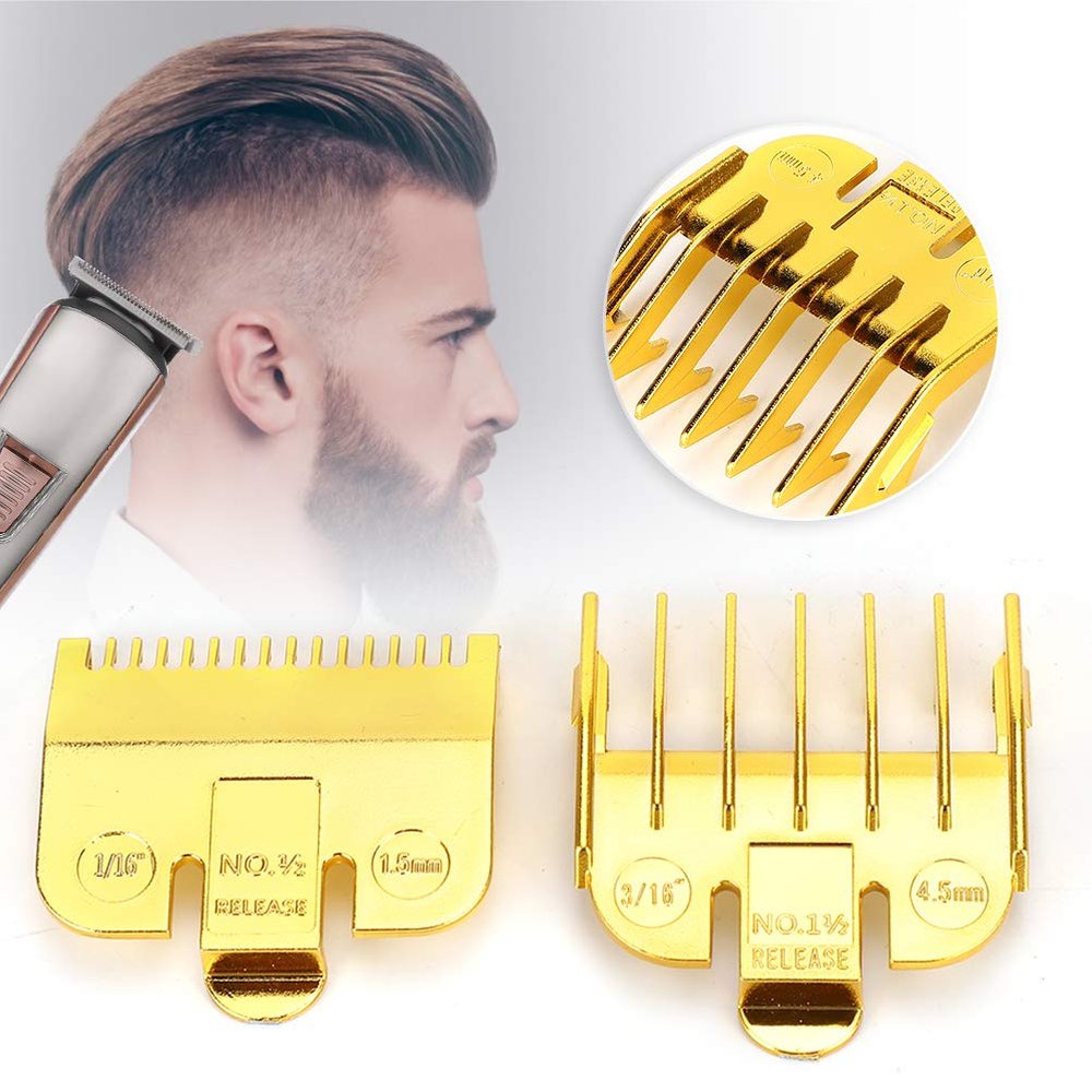 Number And Metal 2.4Mm #1 2 What Designer Guide Coupehair Cutting Tools,Vintage Oil Head Hair Clipper Limit Comb Positioning Tooth Electroplating Guide Comb Haircut Accessorysilver (Gold caliper 1.5MM