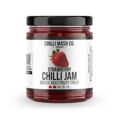 Strawberry Chilli Jam 190g - Chilli Mash Co - Sweet and Spicy Strawberry Jam Made with British Strawberries and Mild Scotch Bonnet Chillies
