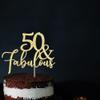 AROKIPPRY Gold Glitter 50 & Fabulous Cake Topper, Cake Topper 50th Birthday, 50 Anniversary Birthday Cake Decorations Supplies (50) view 3