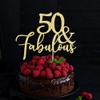 AROKIPPRY Gold Glitter 50 & Fabulous Cake Topper, Cake Topper 50th Birthday, 50 Anniversary Birthday Cake Decorations Supplies (50) view 4