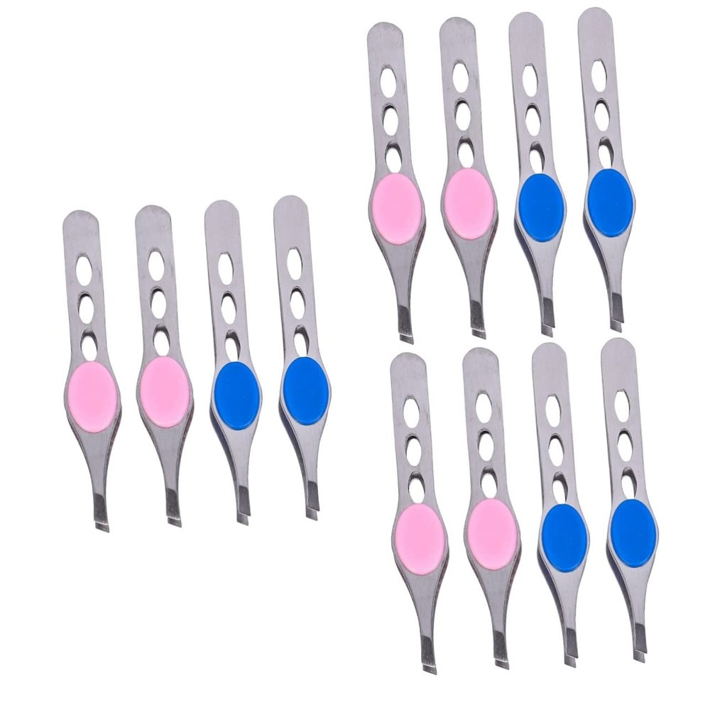 Beavorty 12pcs Stainless Steel Eyebrow Clips Makeup Eyebrow Tweezers for Tweezer Random Color