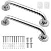 10 inch Shower Grab Rail, Happybase 2 Pack Stainless Steel Bathroom Grab Bar, Shower Handle, Bath Handle Elderly for Bathtub,Toilet,Kitchen,Stairway Handrail,Come with Mounted Screws and Hooks view 1