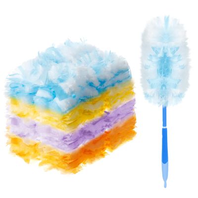 Vesici 50 Pcs Duster Refills Compatible with Swiffer Dusters Bulk Disposable Replacement Thickened Duster Refills with 1 Handle Heavy Duty for Cleaning, Office (Yellow,Blue,Orange,Purple)