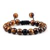 Men Bracelet Stone Braided Bracelet Black Matte Natural Stone Beads Bracelet Couple Distance Yoga Gifts,Tiger Eye view 1