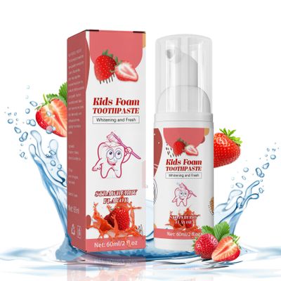 Foam Kids Toothpaste,Childrens Toothpaste,Toddler Toothpaste with Fluoride-Free for U Shaped Toothbrush,Teeth Whitening Foam Teeth Cleaning Anti-Cavity,Natural Mousse Foam Toothpaste.