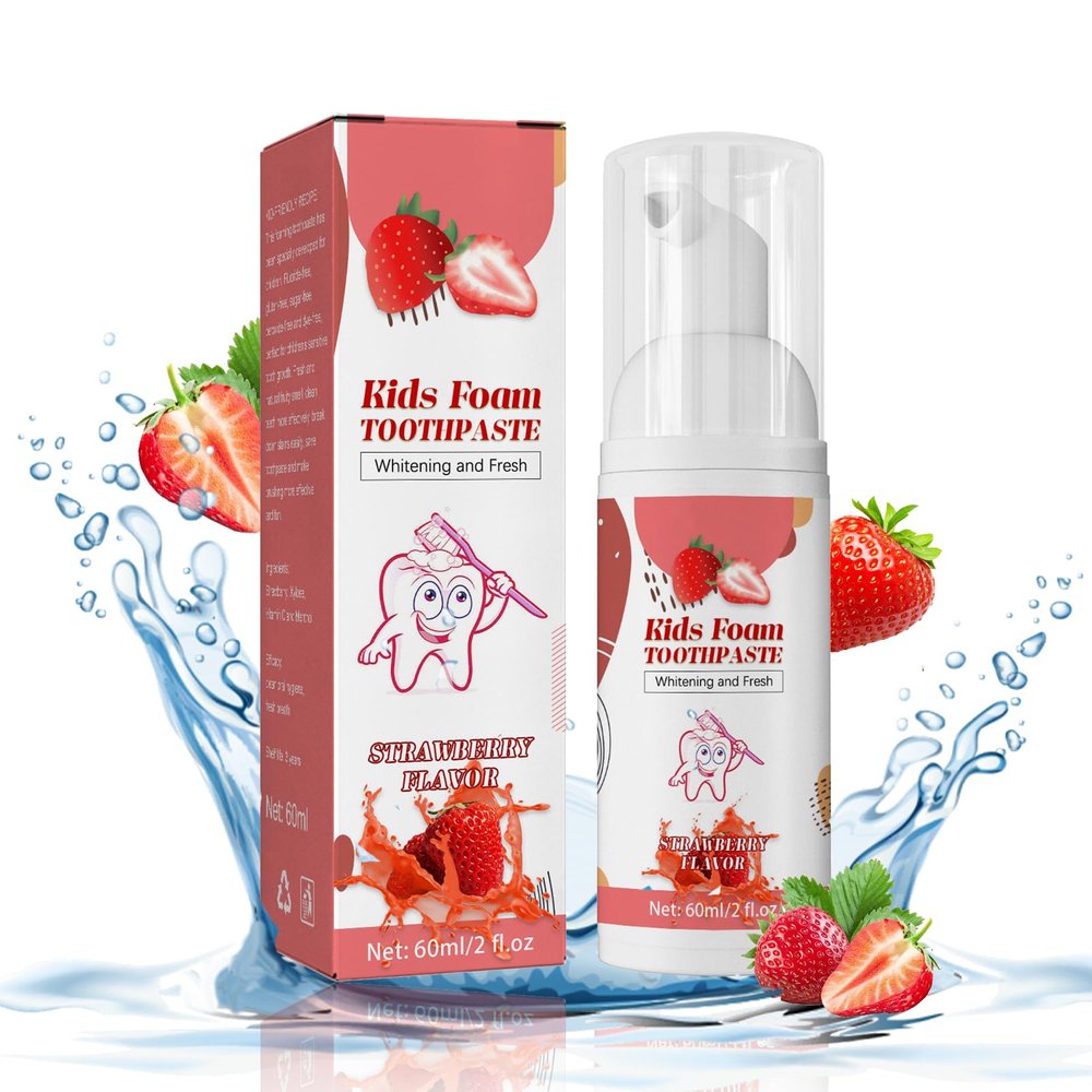 Foam Kids Toothpaste,Childrens Toothpaste,Toddler Toothpaste with Fluoride-Free for U Shaped Toothbrush,Teeth Whitening Foam Teeth Cleaning Anti-Cavity,Natural Mousse Foam Toothpaste.