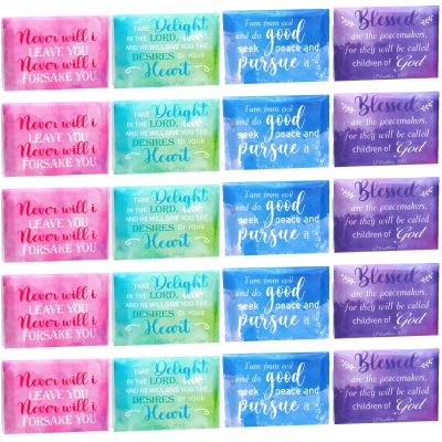 PerKoop 100 Pack Pocket Tissues Travel Slim Packs Small Facial Tissues Wallet Size Toilet Paper for Travel Guest Wedding Supplies, 4 Styles(Inspirational Watercolor)