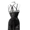 3-piece women's dress with straps and breast cushion skirt, lingerie, Christmas, sexy, black, L view 3