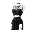 3-piece women's dress with straps and breast cushion skirt, lingerie, Christmas, sexy, black, L view 4