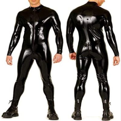 0.4MM Latex Bodysuit Latex with Sock for Men Black Latex Costumes,Brown,Medium