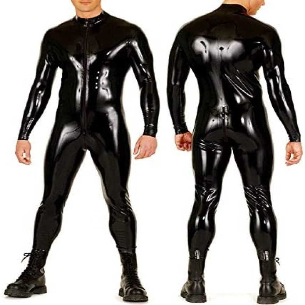 0.4MM Latex Bodysuit Latex with Sock for Men Black Latex Costumes,Brown,Medium