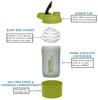 Set of 2 - 600 ML Plastic BPA Free Protien Shaker Bottle with Storage Compartment for Protein Powder Supplements Measurement Scale Steel Mixing Ball Leak Proof Flip Cap Screw Lid (Blue & Green) view 2