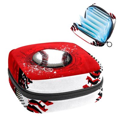 Baseball Red,Period Pouch Portable,Tampon Storage Bag,Tampon Holder for Purse Feminine Product Organizer